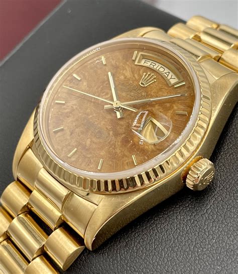 rolex burl wood dial|Rolex President Day.